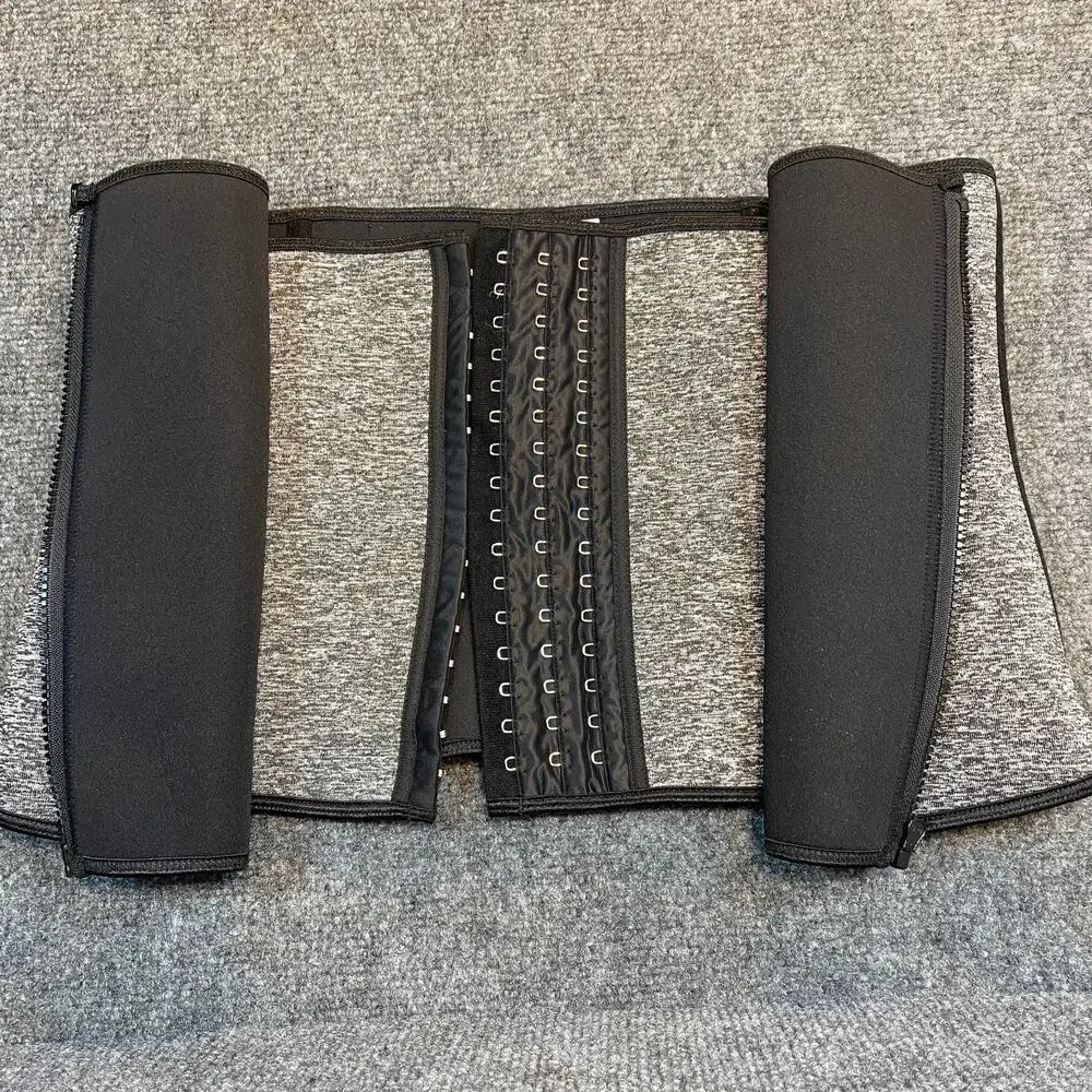 Waist Trainer Corset Tummy Control 3XL Zip Hook Eye Zip Boning Gray Neoprene